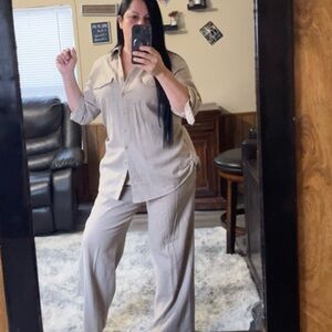 Zac & Rachel Cream Wide Leg Pantsuit